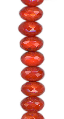 10mm x 7mm Opalescent Dark Orange Travertine Faceted Rondell