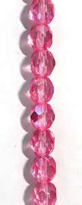 Pink AB 7mm Faceted Fire Polish Beads