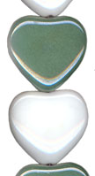 Giant White Heart w/Half Sage Luster