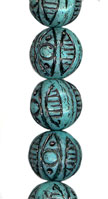 Turquoise/Jet Polynesian Patterned Round