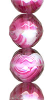 Dark Pink/Rosy Red/White 17mm Faceted