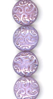 White Purple Rose Luster Ornamental Button Bead