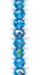 Transparent Aqua AB Faceted Rondell