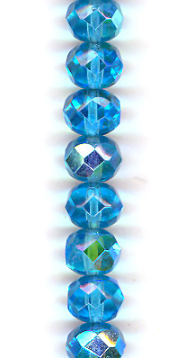 Transparent Aqua AB Faceted Rondell