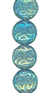 Transparent Aqua 2AB Ornamental Button Bead