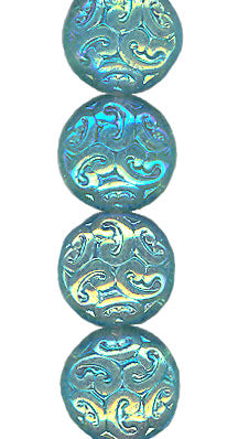 Transparent Aqua 2AB Ornamental Button Bead