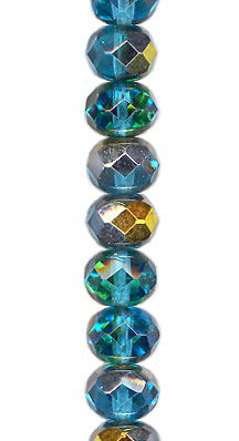 Transparent Dark Aqua Marea Faceted Rondell