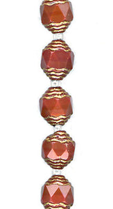 Brown/Gold Rounded Bicone w/Faceted Middle