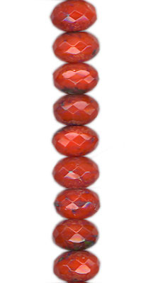 9mm x 6mm Opalescent Orange Travertine Faceted Rondell