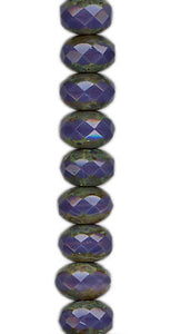 9mm x 6mm Opalescent Purple Travertine Faceted Rondell