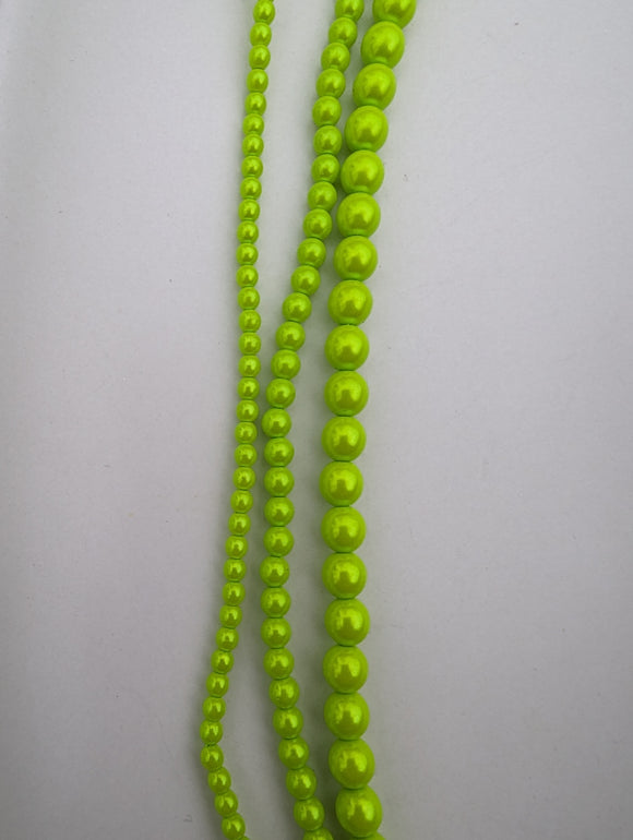 Glass Pearls<br>Iridescent Chartreuse