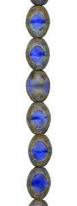 Blue/Crystal Travertine Tri Cut Oval