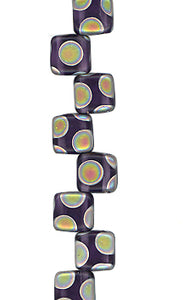 Light Purple - Matte Peacock Vitrail - Two Hole Tile Bead