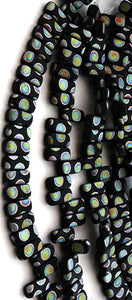 Matte Black Vitrail Peacock Two Hole Tile Bead