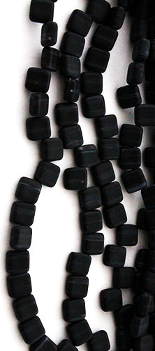 Matte Black Grey Stripe Two Hole Tile Bead
