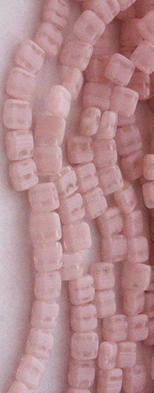 Matte Light Pink Crystal Marble Two Hole Tile Bead