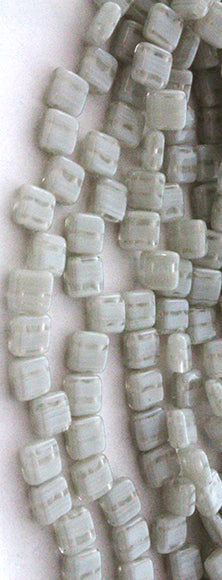White Crystal Marble Two Hole Tile Bead
