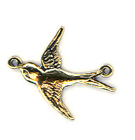 Antique Gold Filigree Small Bird 2 loops