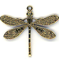 Antique Gold Filigree Small Dragonfly with loop