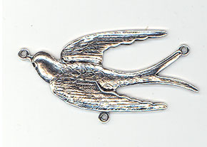 Antique Silver Filigree Bird with 3 loops
