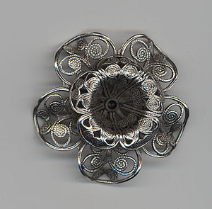 Antique Silver Double Flower Piece