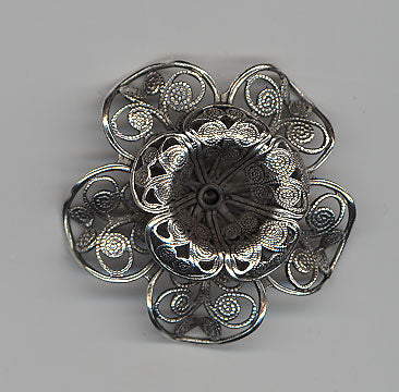 Antique Silver Double Flower Piece