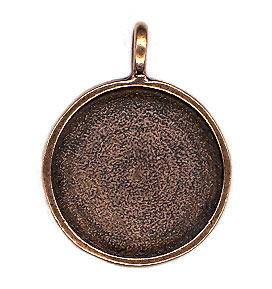 Resin Blank Pendant - Antique Copper Round Frame - 24mm