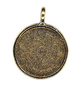 Resin Blank Pendant - Antique Gold Round Frame - 24mm