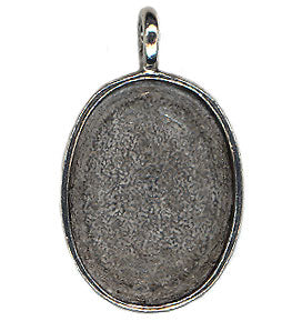 Resin Blank Pendant - Antique Silver Oval Frame - 28mm