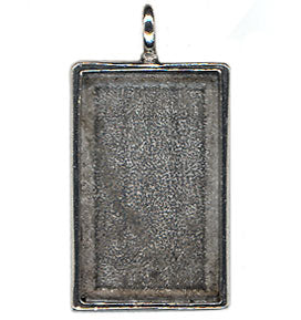 Resin Blank Pendant - Antique Silver Rectangle Frame - 33mm