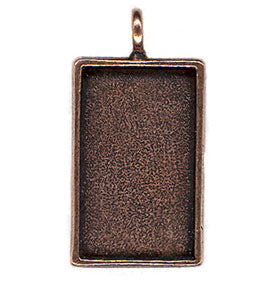Resin Blank Pendant - Antique Copper Rectangle Frame - 33mm