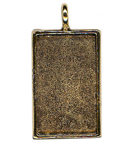 Resin Blank Pendant - Antique Gold Rectangle Frame - 33mm