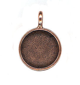 Resin Blank Pendant - Antique Copper Round Frame - 19mm