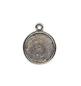 Resin Blank Charm - Antique Silver Round Frame - 15mm