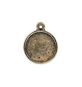 Resin Blank Charm - Antique Gold Round Frame - 15mm