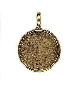 Resin Blank Pendant - Antique Gold Round Frame - 19mm