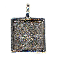 Resin Blank Pendant - Antique Silver Square Frame - 18mm