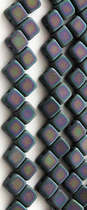 Matte Metallic Purple Iris Two Hole Tile Bead - Silky
