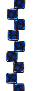 Blue Metallic/Black - Two Hole Tile Bead