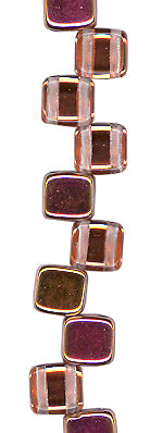 Copper Pink/Crystal - Two Hole Tile Bead