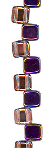 Copper Purple/Crystal - Two Hole Tile Bead