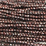 3mm Czech Fire Polish Beads - Red Copper/Silver Speckled