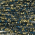 3mm Czech Fire Polish Beads - Dark Aqua Half Gold