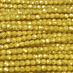 3mm Czech Fire Polish Beads - Yellow Luster