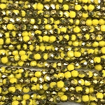 3mm Czech Fire Polish Beads - Yellow Half Gold
