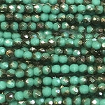 3mm Czech Fire Polish Beads - Turquoise Half Bronze