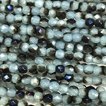 3mm Czech Fire Polish Beads - Light Blue Opal Half Blue Iris