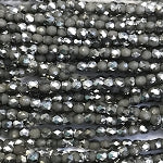 3mm Czech Fire Polish Beads - Grey Half Silver