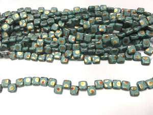 Turquoise - Matte Marea - Two Hole Tile Bead