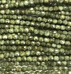 3mm Czech Fire Polish Beads - Spring Green Travertine Luster